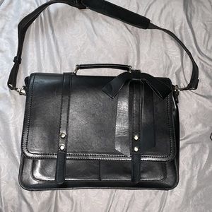 Black briefcase laptop crossbody bag